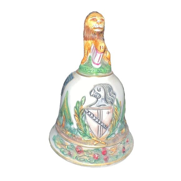 CAPODIMONTE Bell Italy Porcelain Christmas 1980 Lion Code Of Arms #524/1535 Vtg - Picture 1 of 11